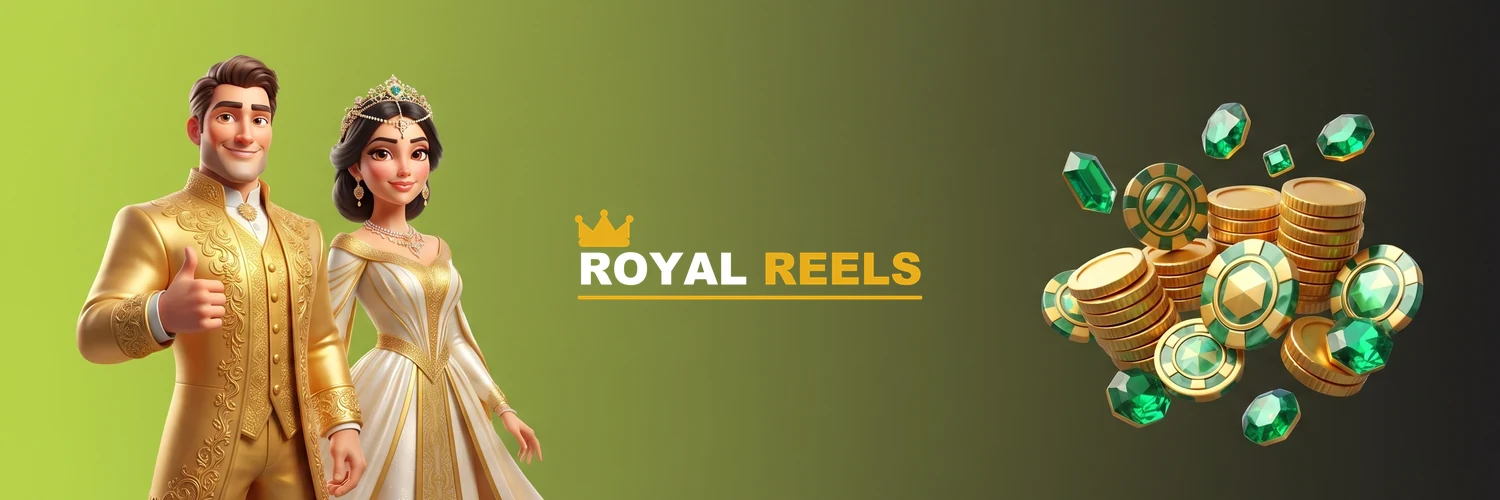 Royal Reels Australia banner with a royal couple and a pile of gold coins