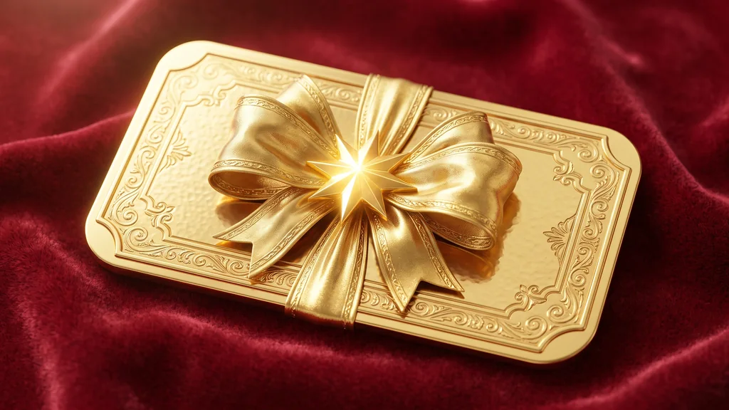A golden gift ticket and star illustrating reported Royal Reels bonus offers, including an unverified $10 no-deposit claim and a deposit welcome offer.